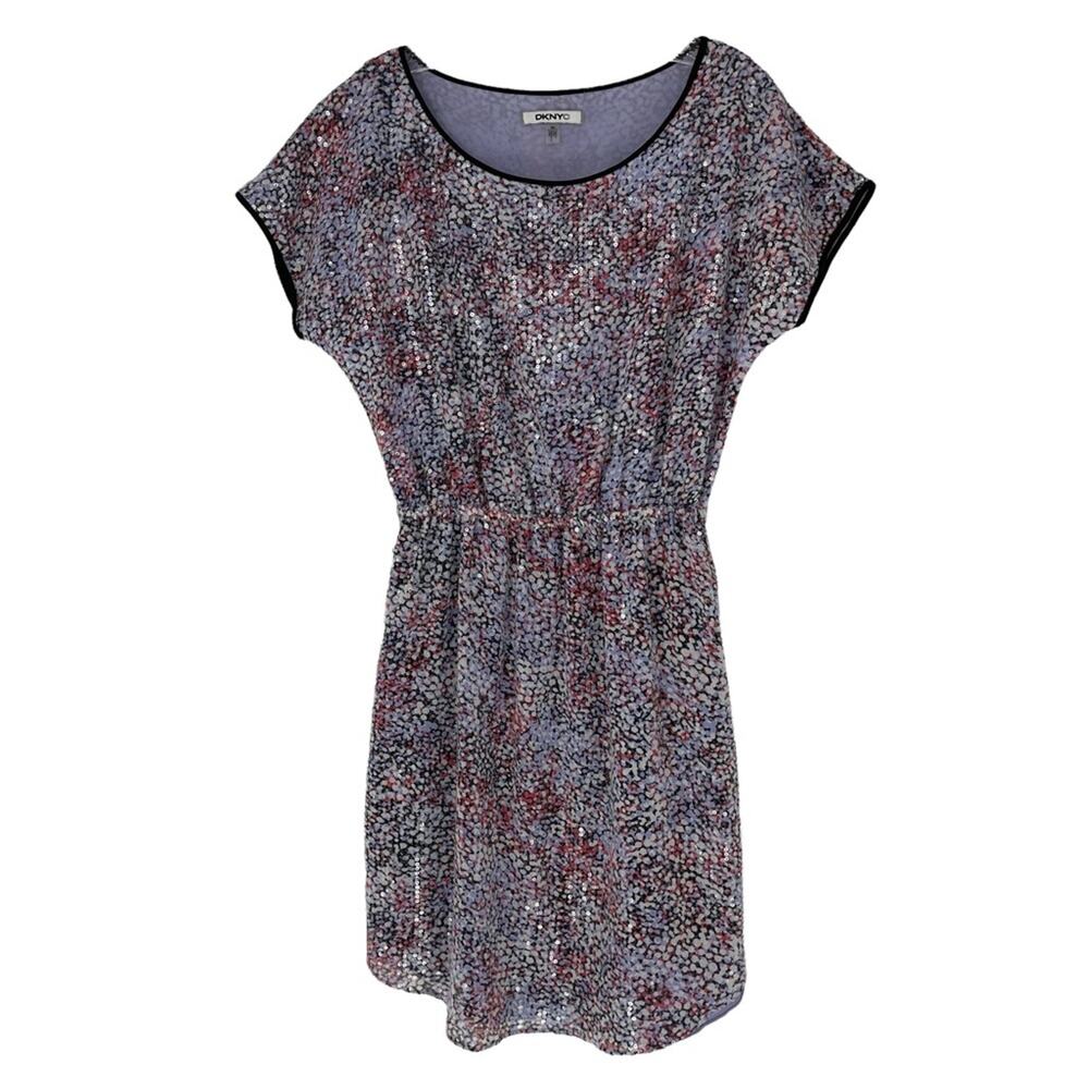 DKNYC Sequin Purple Black Pink Dress with Pockets XSmall